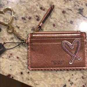 Rose gold key chain card holder